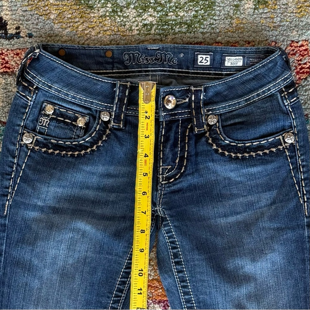 Miss Me Rhinestone Flap Pocket Embroidered Bootcut Jeans - Picture 10 of 12